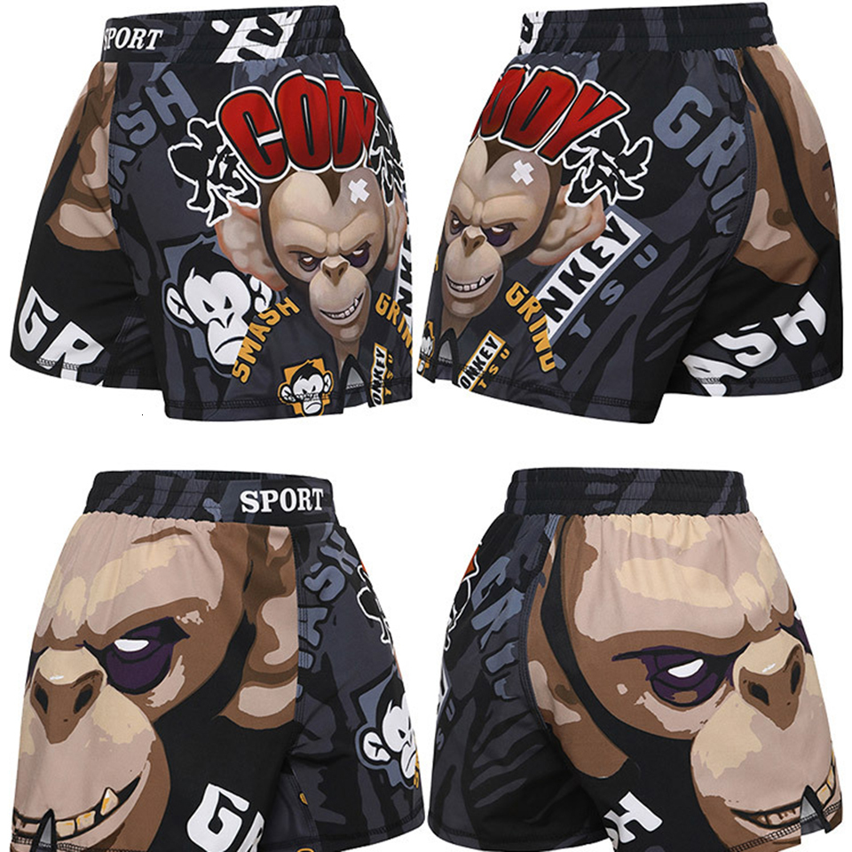 MMA Shorts Kids Muay Thai Rashguard Shark Boxing Trunks Child Kickboxing Fight Grappling Shorts Animal Printed Fight Sprot Pants