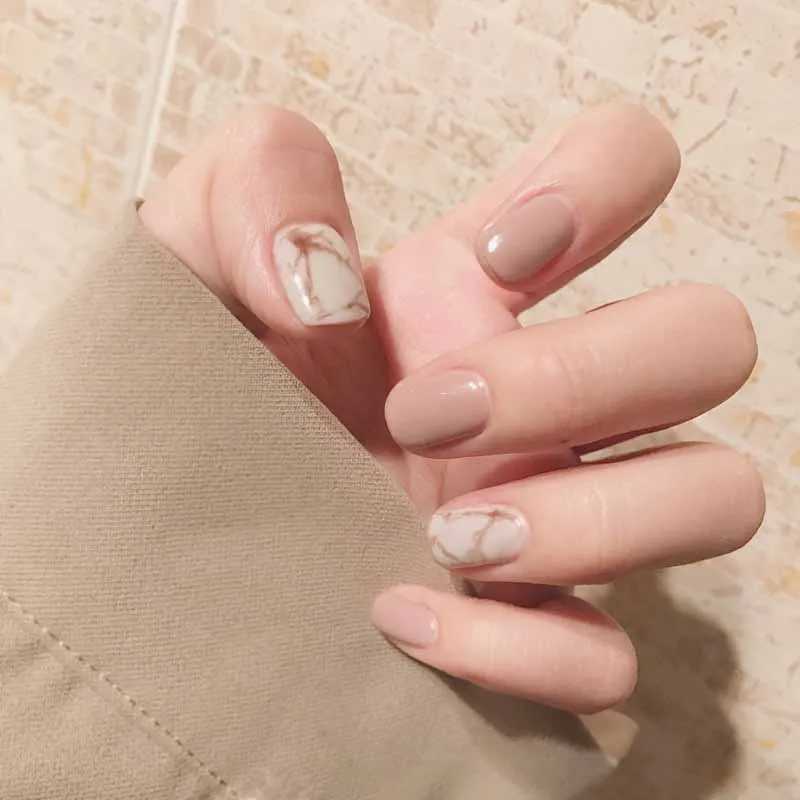 Newest Nude Color False Nails Art for Japanese And Korean Girl Fingernail Makeup 24pcs Fake False Nail Short Round False NailsXJ241025