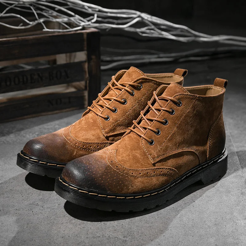 Leather mens shoes autumn and winter ankle boots fashion shoes lace shoes mens shoes high-quality retro mens shoes H243 241024