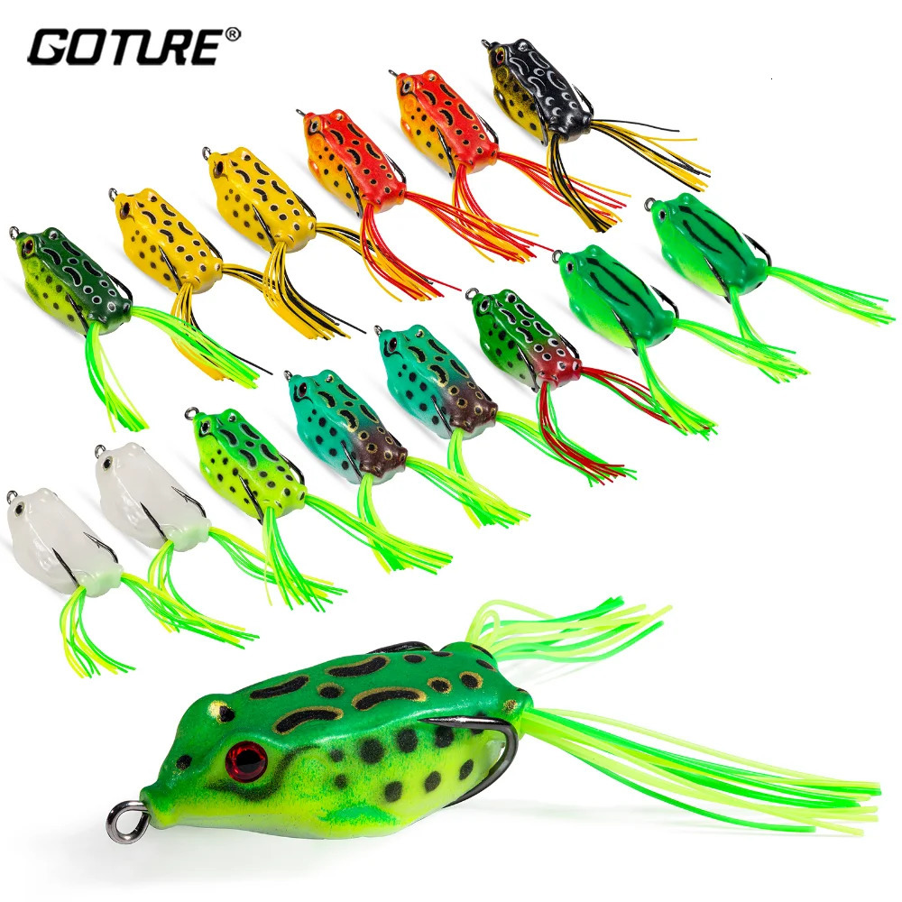 Goture 1015pcs Topwater Wobblers Fishing Lures Kit Popping Soft Bait Frog Type for Bass Saltwater Freshwater 241024