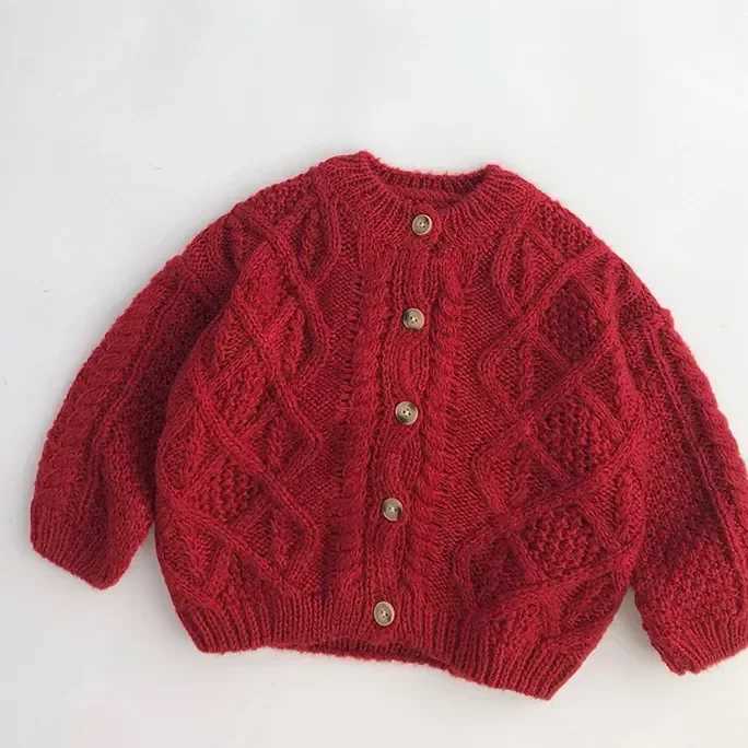 Childrens autumn girls knitted sweaters baby boys Christmas red cardigans childrens tops childrens thick knitted jackets W241025