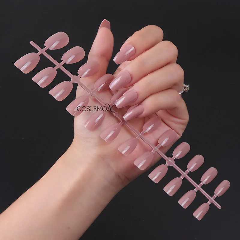 24pcs/set False Nails Short Ballet Bright Color Wearable Fake Nails Press Round Head Full Cover Removable Finished NailsXJ241025