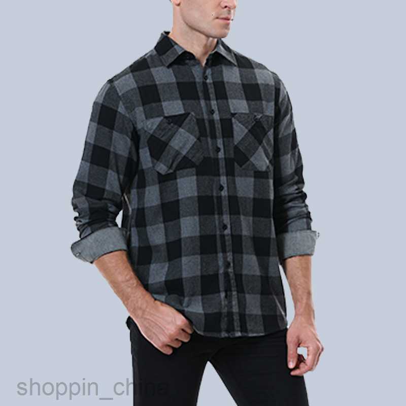 Men's Casual Shirts Men's men's plaid shirt flannel brushed warm shirt men's casual shirt tops