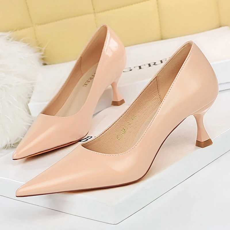 High Quality Bigtree shoes Fi kitten high heels womens pump Pu leather shoes high heels Occupati OL office shoes Plus size 43 T241024