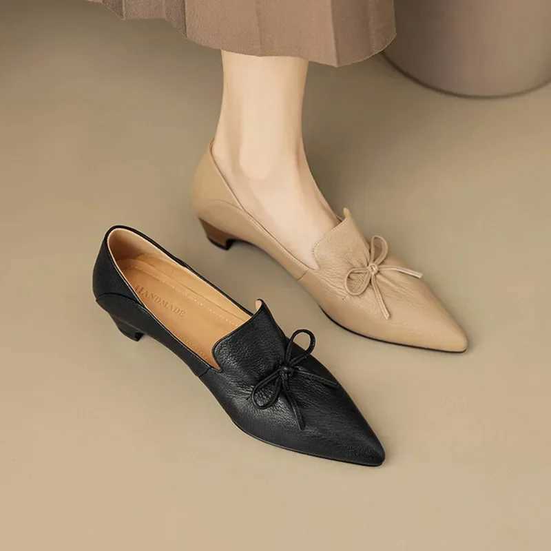 High Quality Office ladies elegant black shoes women Pointed toe boots new leather pump FT3427 T241024