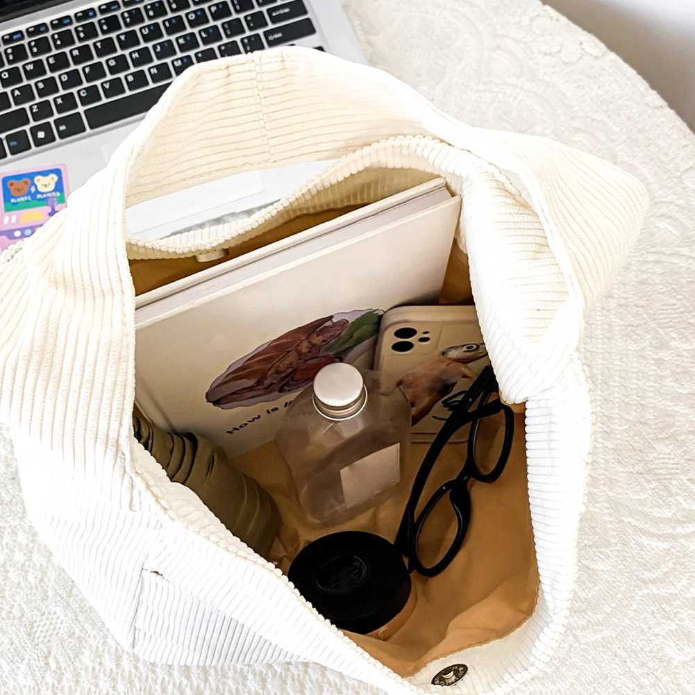 Women Corduroy Shoulder Bag with Multi Pocket Handbag Large Capacity Satchel Trendy Hobo for Work College Travel 241025