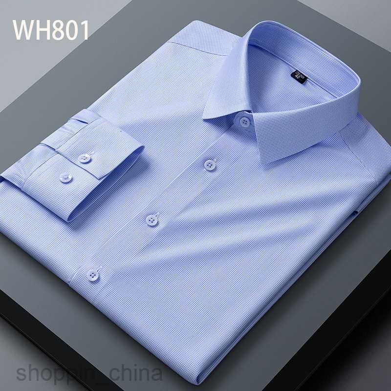Men's Casual Shirts Bamboo Fiber Micro Elastic Shirt, Anti Wrinkle Long Sleeve Shirt for Middle and No Trace, No Ironing, Casual Men's Shirt