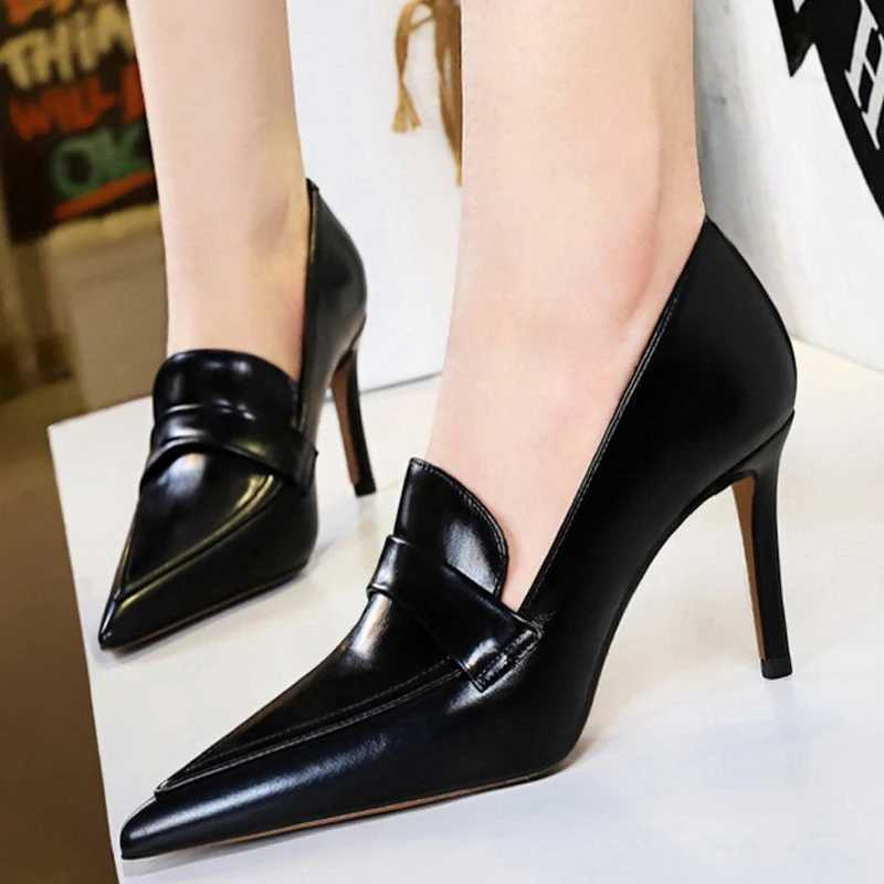 High Quality BIGTREE shoe corner toe womens pump leather shoes high boots Versatile slim high heels elegant womens high heels womens shoes T241024