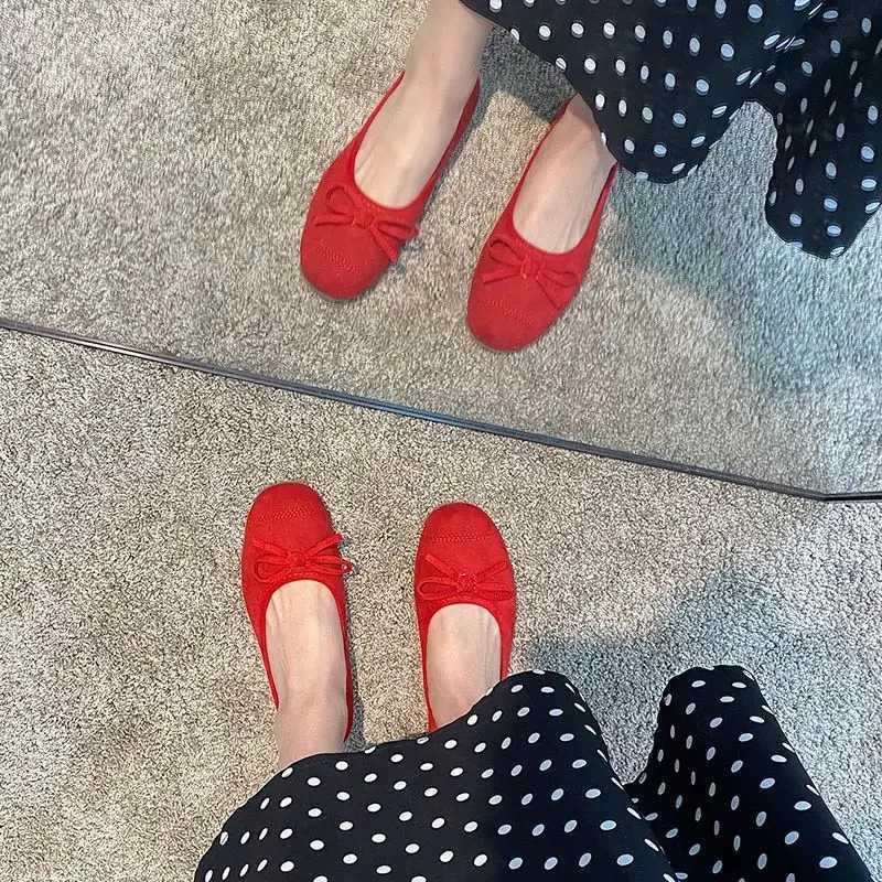 High Quality Cute yellow bow womens shoes low heels elegant round toes womens shoes Kaii Slip E Trend Shoe 39 shoulder N Y2k A T241024