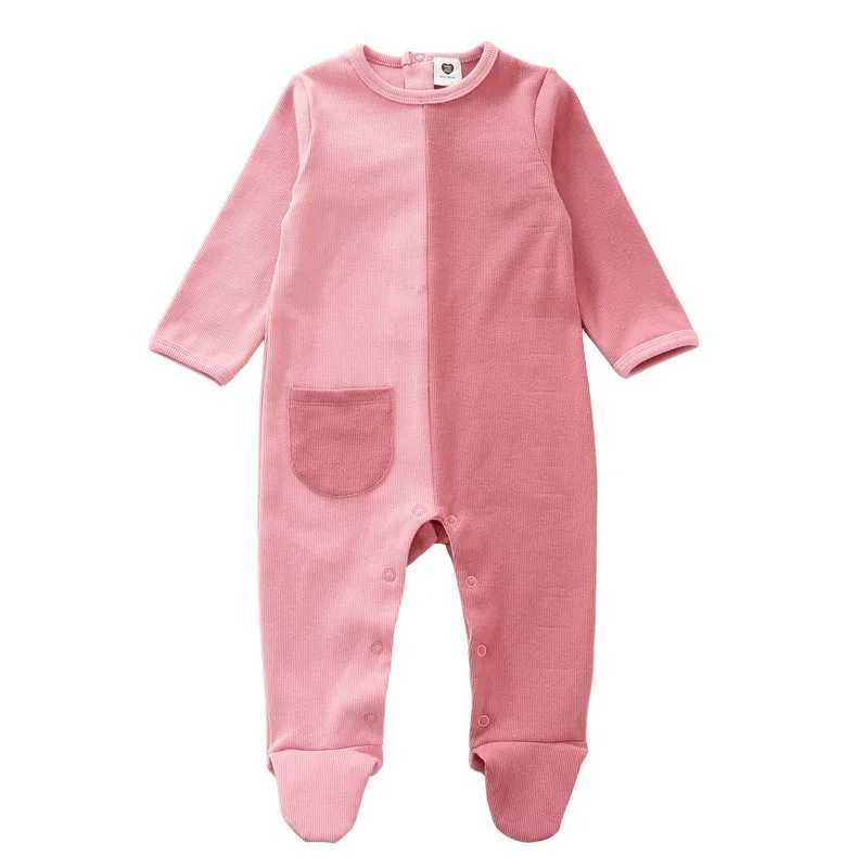 Baby cotton rompers long sleeve girl boy clothes Unisex pocket pyjamas newborn baby footed overalls jumpsuit outfitXJ241025