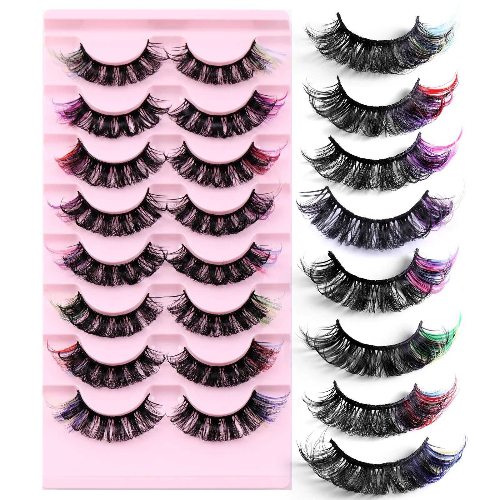 8 pairs of mink colored false eyelashes dramatic eyelash extension natural fluffy eyelashesW241024