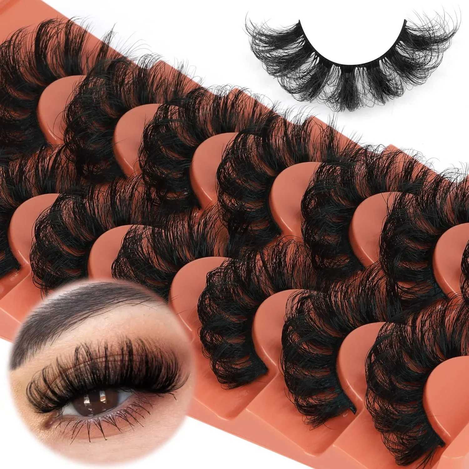 7 pairs of fluffy artificial mink eyelashes Wispy false eyelashes thick false eyelashes curly false eyelashesW241024