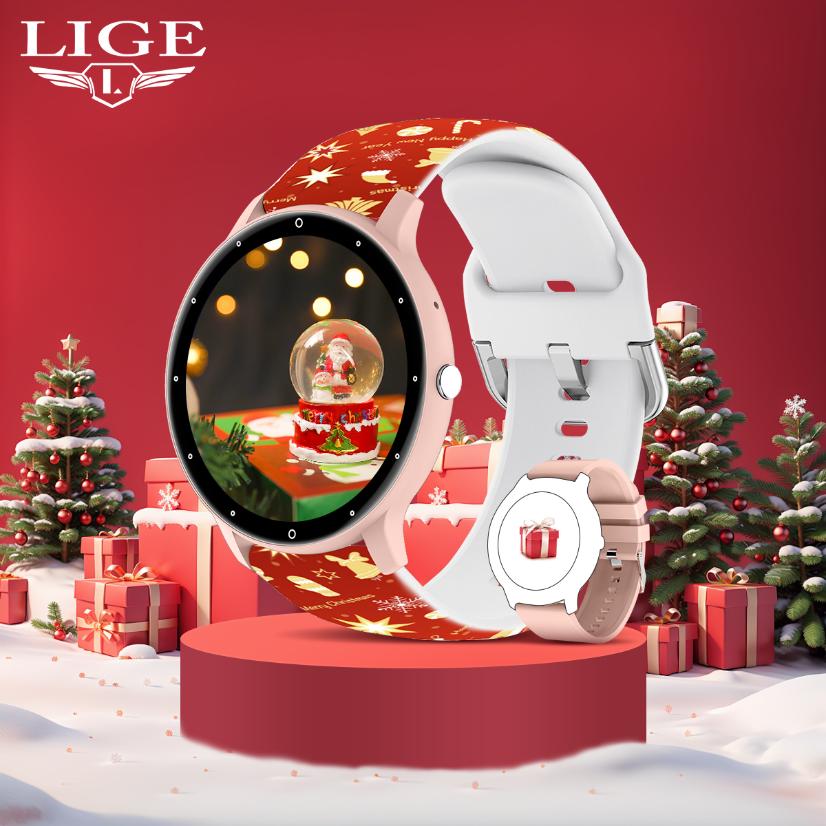 LIGE Outdoor Sports New Smart Watch Multi functional Alarm Clock Step Counting Voice Assistant Sitting Reminder Watch Christmas Gift