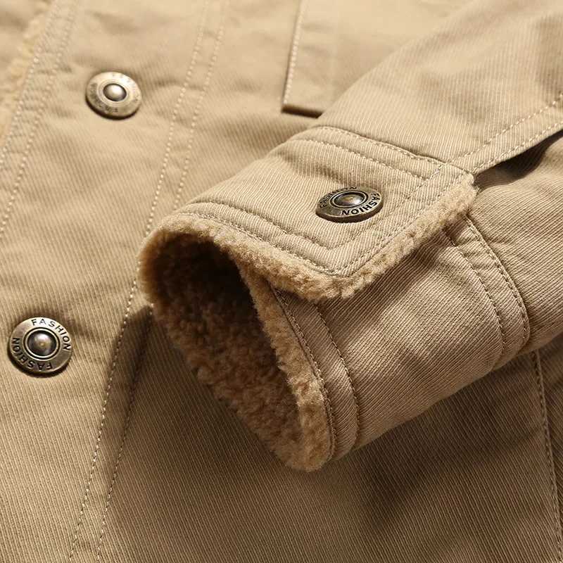 Winter cashmere jacket mens retro thick Flce thread warm wool collar Parka fashion brand windproof motorcycle jacket W241024