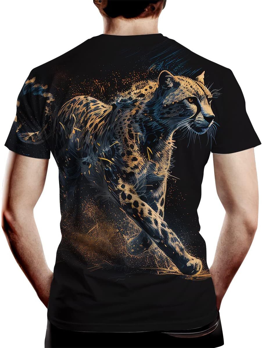 Mens T shirt Men's Leopard Graphic Print Short Sleeve Novelty Cool T-Shirt tee Casual tops summer clothes Hip hop trend