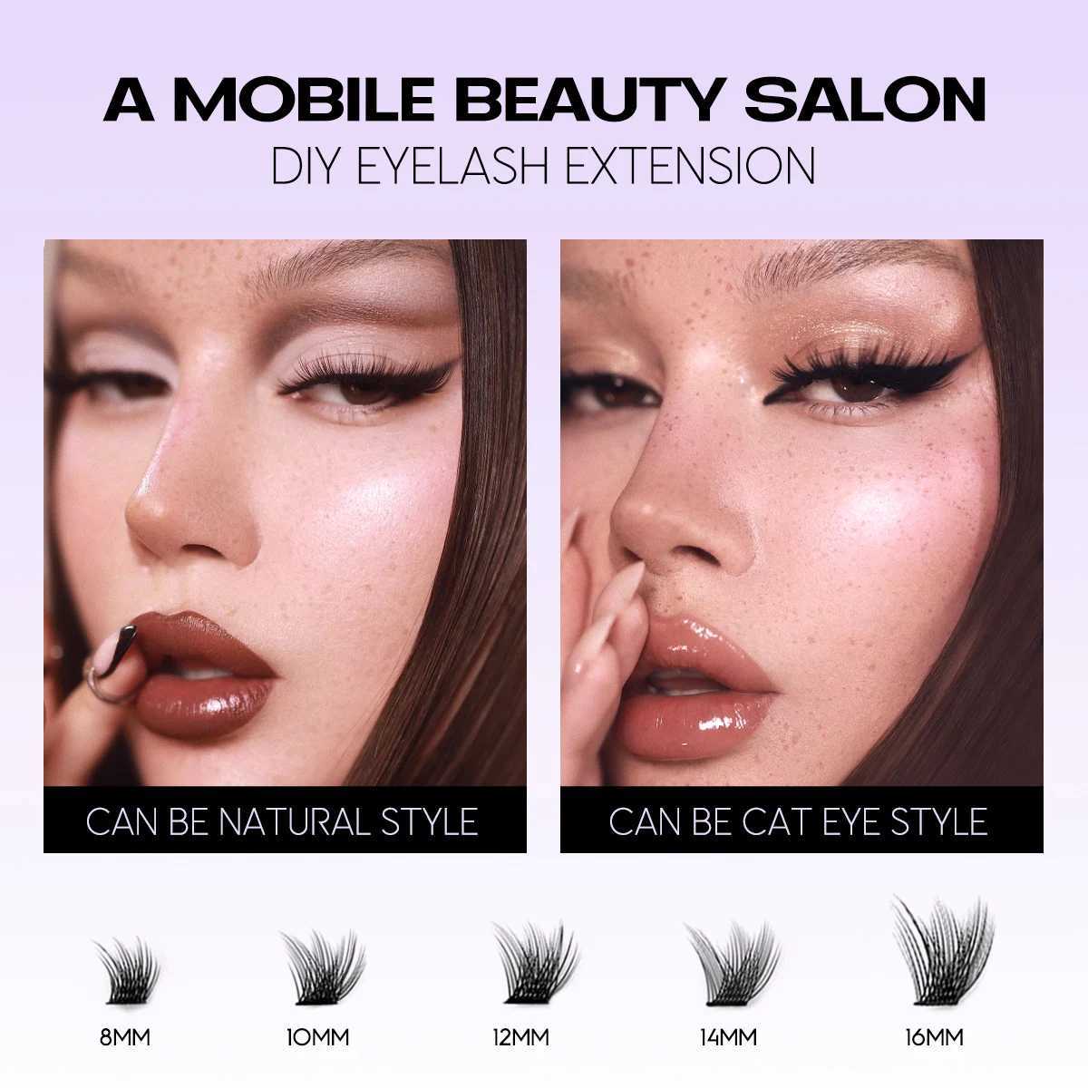 Groinneya DIY Eyelash Extension Kit Personal Eyelash Cluster Mixed Eyelash D Curling Cluster Eyelash Adhesive and Sealing Makeup ToolW241024