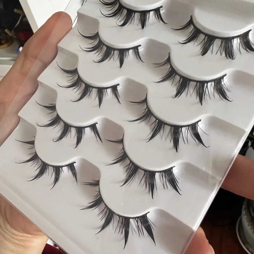 5 pairs of 3D natural false eyelashes role-playing cross black eyelashes extension makeup toolW241024