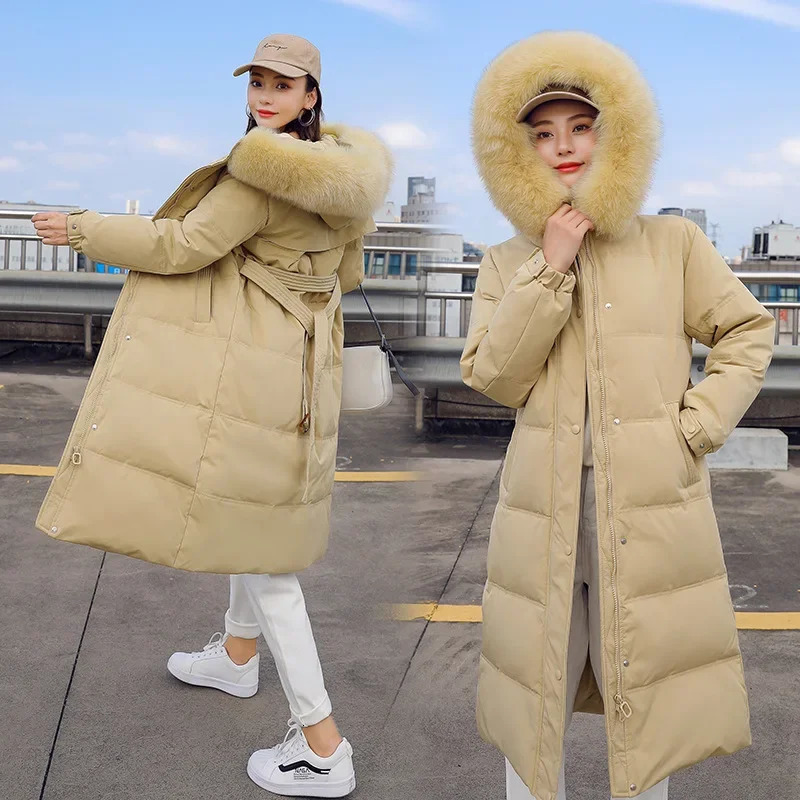Parkas for Women Fall Winter Fashion Long Sleeve Thicken Warm Jackets Chic Fur Collar Solid Loose Coats 241021