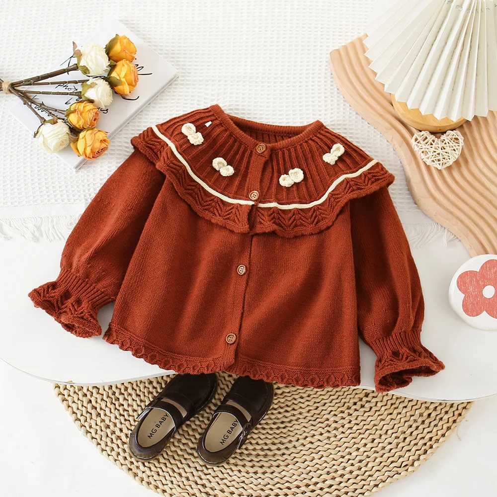 Childrens sportswear 3D flowers Korean knitted sportswear cardigans winter sportswear childrens clothing W241025