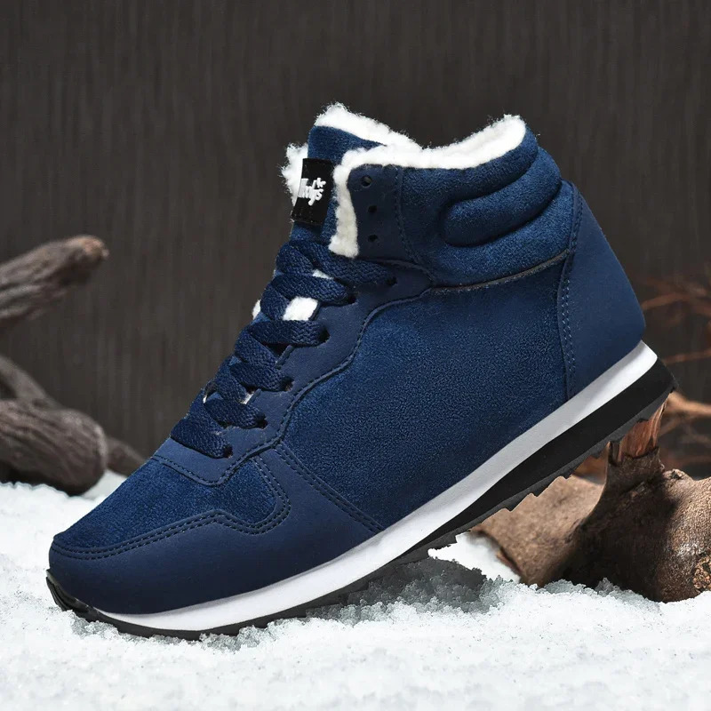 Winter mens ankle boots warm plush snow boots unisex womens outdoor non slip hiking shoes big size 47 48 shoes 241024