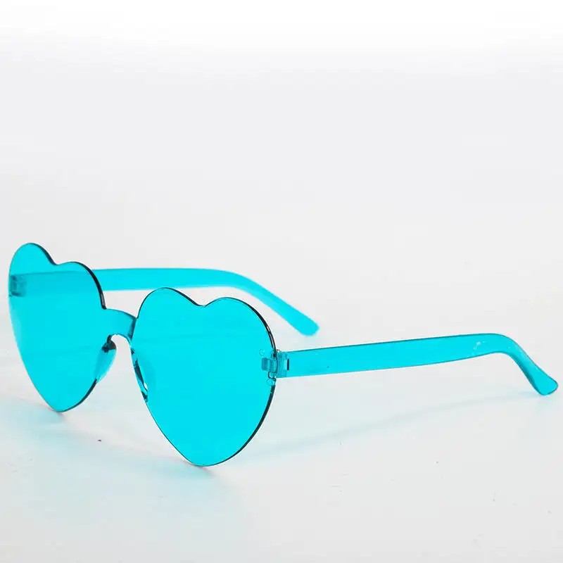 Colorful Frameless Heart Transparent Heart Shaped Sunglasses Beach Sunglasses For Woman Girls