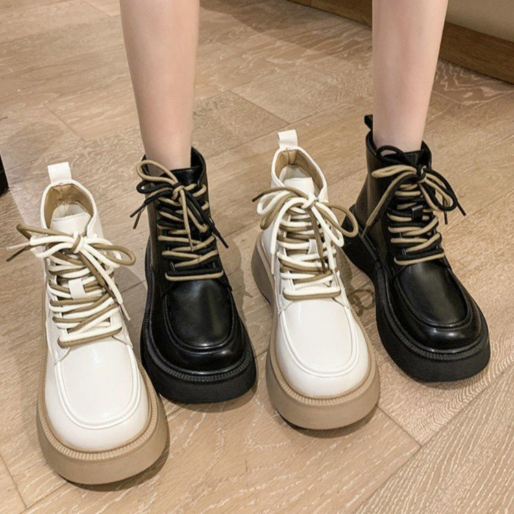 Designer Coarse Style Winter Boots with Side Zipper Genuine Leather Mid-Calf Height Round Toe Low Cut | High Heel 9d9c