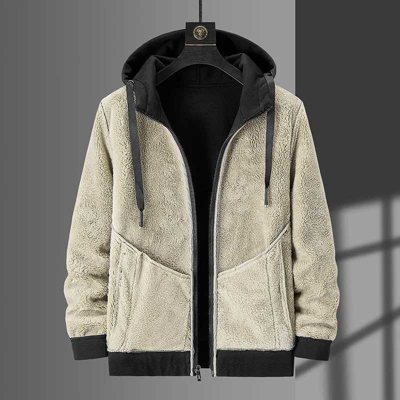 Flce Mens Hoodie Winter Cashmere Thick Warm Sweatshirt Casual Hoodie Cardigan Fashion Bomber Jacket Zipper Coat Mens W241024