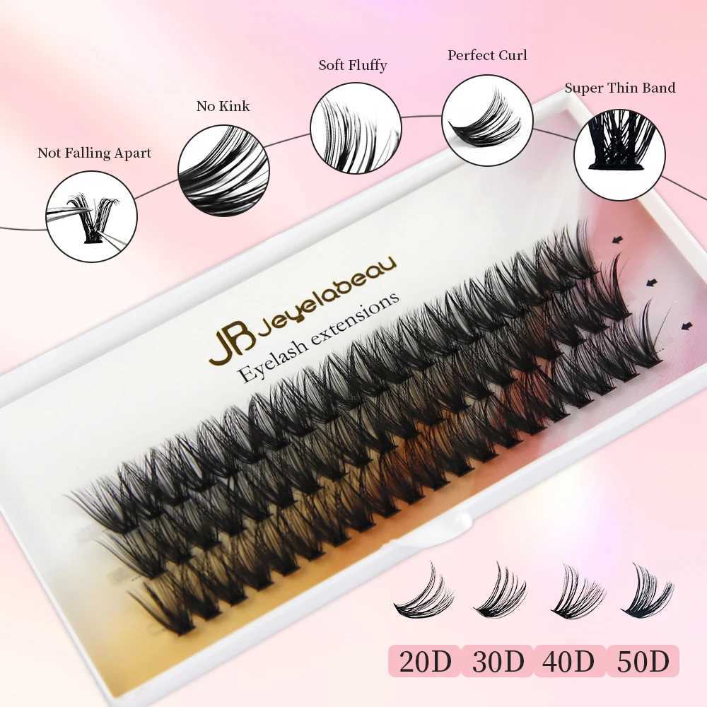 JB Jeyelabeau Russian personal eyelash cluster 60 bundles DIY 8-16mm eyelash extension curl eyelash cluster natural minkW241024