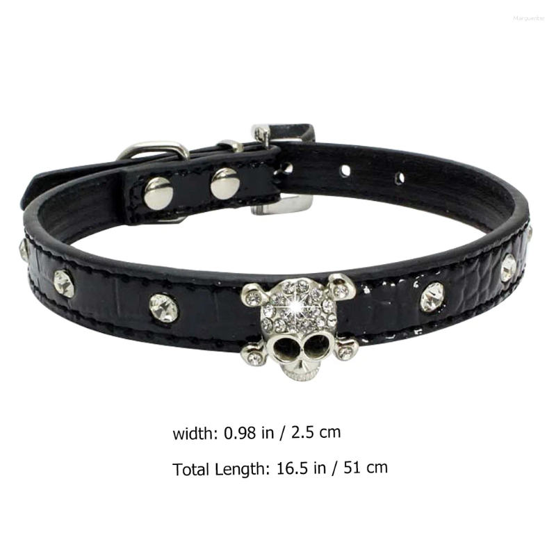 Dog Collars Halloween Skull Pet Collar Crystal PU Party Rhies Puppy Fashion Stylish