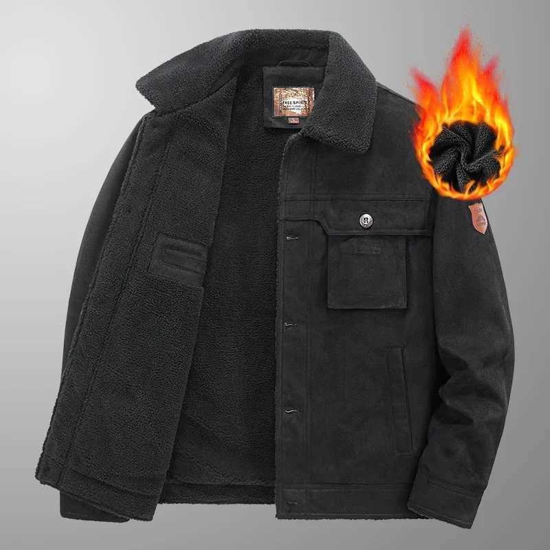 Winter outdoor new mens jacket thickened warm casual jacket lapel windproof mens clothing fully matched W241024