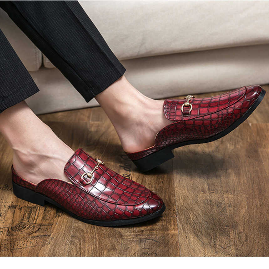 Men Dress Shoes Summer New Mens Casual Shoes Leisure Half Korean Buckle Lazy Small Leather Shoes 241009