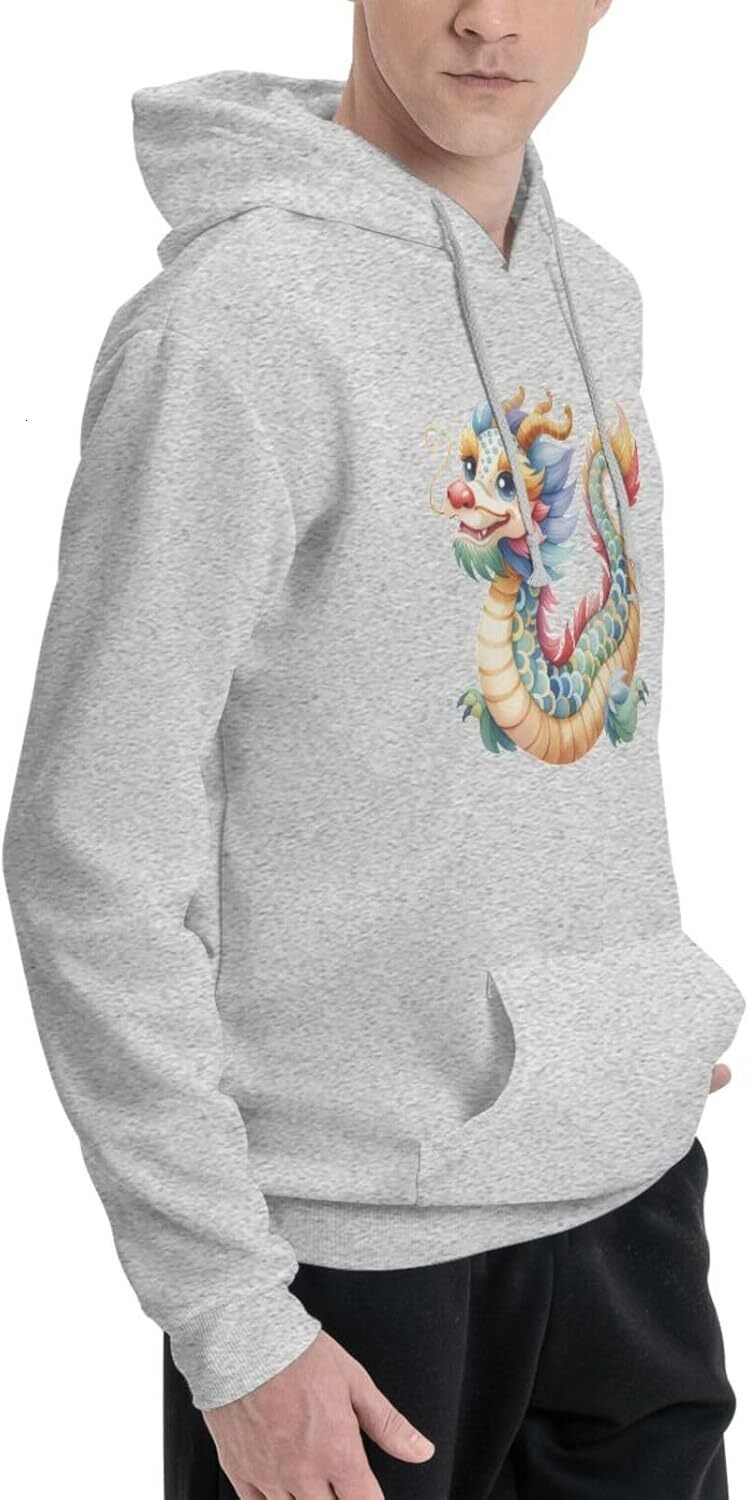 Hoodie for Mens Womens Funny Cartoon Chinese Dragon Print Hoodie for Women Men Animals simple Lovers Pullover Hoodies Sweatshirt Clothing fashion