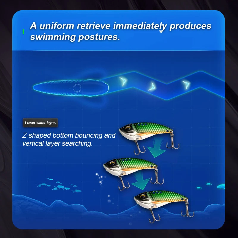 Wondersee 5PCS with Box VIB Spinner Spoon Bait Hard Lure Treble hooks Trolling Fishing Tackle Jigs Bass Sinking Wobbler Swimbait 241024