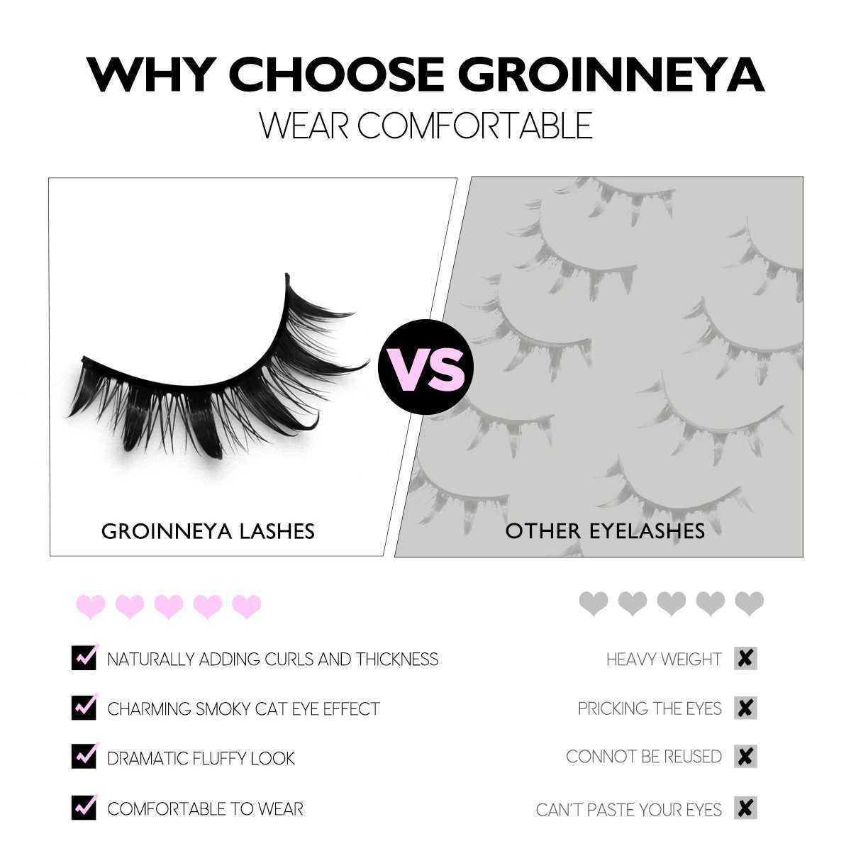Groinneya new manga eyelashes soft natural eyelashes devil eyelashes manga eyelashes daily date makeup eyelashes Wispy eyelashesW241024
