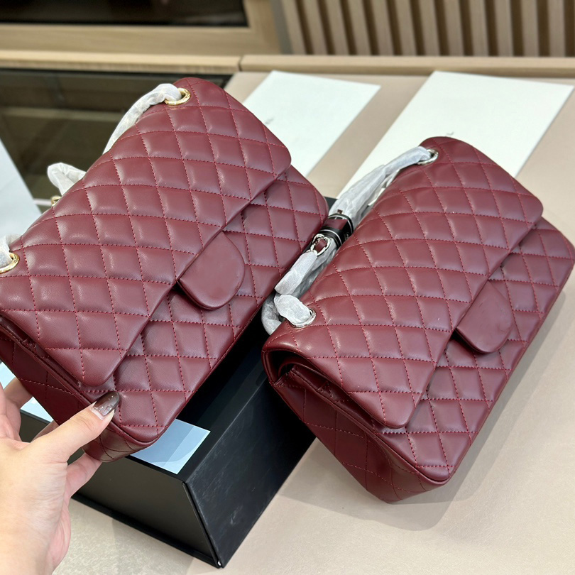 25CM Womens Lambskin CF Shoulder Bags Classic Double Flap Quilted Purse GHW/SHW Crossbody Handbags Large Capacity Outdoor Sacoche Daily Outfit Purse 13Colors