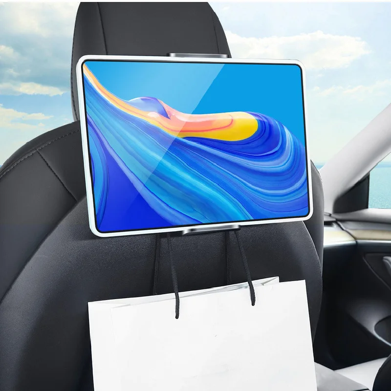 For Tesla Model 3/Y Car Back Seat Phone Holder with 2 hooks 360° Rotate Stand Auto Headrest Bracket Support For Tablet PC iPad Mini