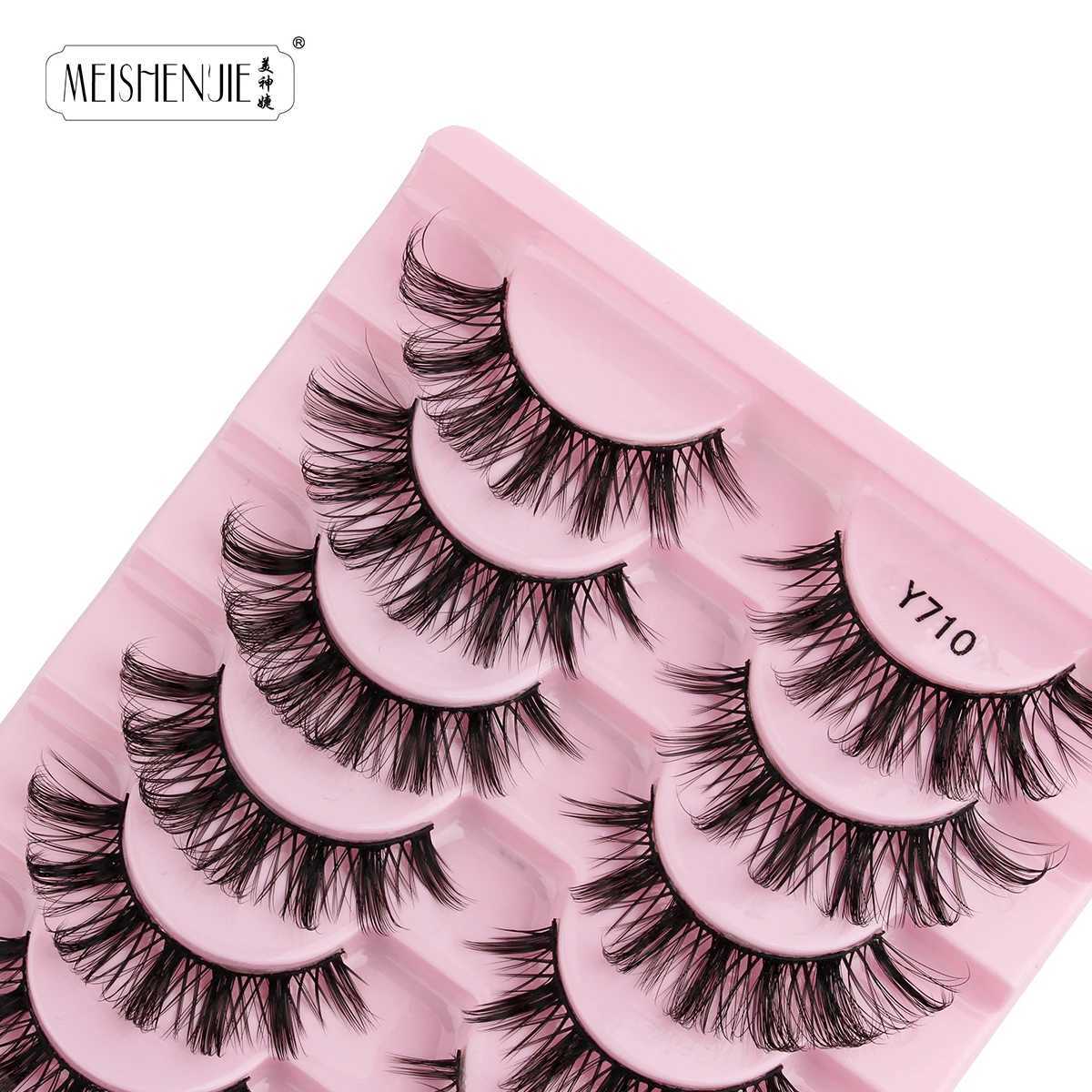 3/10 pairs of soft false eyelashes dramatic thick Russian eyelashes 3D mink eyelashes reusable fluffy Russian striped eyelash makeup toolW241024