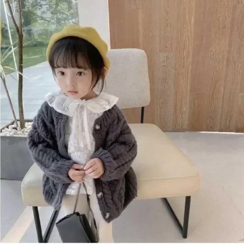 Childrens Clothing 2023 Autumn Girls Cardigan Fashion Childrens Sweater Girls Knitted Shirt Top Roupa Baby W241025