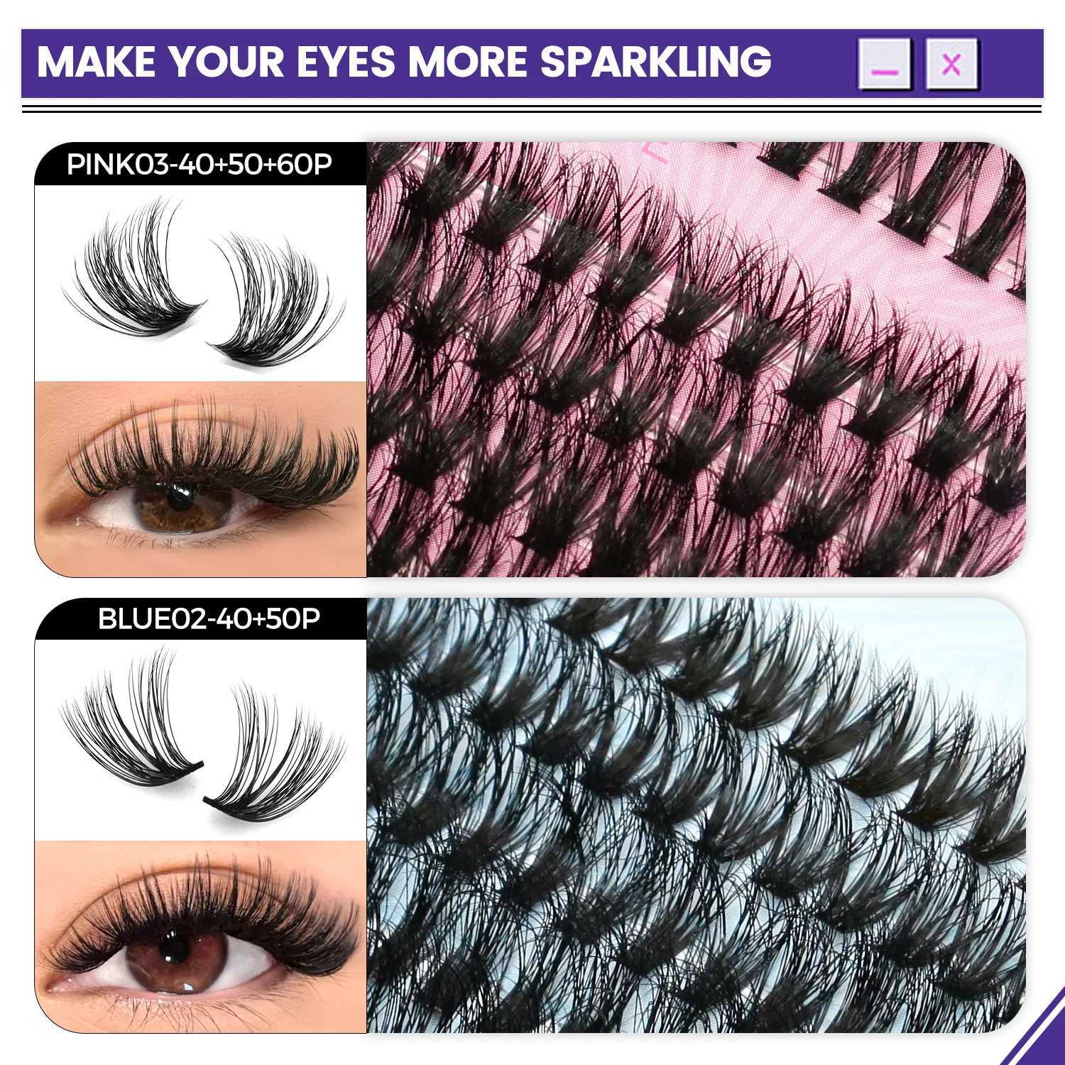 Groinneya eyelash cluster 5D fluffy thick eyelash cluster D curly Wispy personal eyelash blend eyelash extension eyelash makeupW241024
