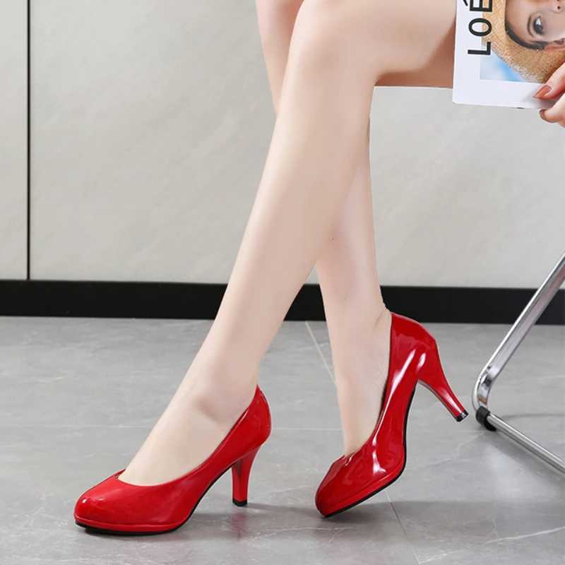 High Quality High Heels Womens White Wedding Shoes Thick High Heels Fi Party Pump High Heels Black Red Large Size 35-41 T241024