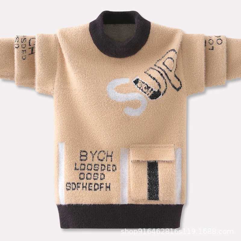 Childrens Sweater Winter Pullover Boys Knitted Warm Sweater Fashion Childrens Top 6 8 10 12 Year Old Teenagers 110-160 W241025