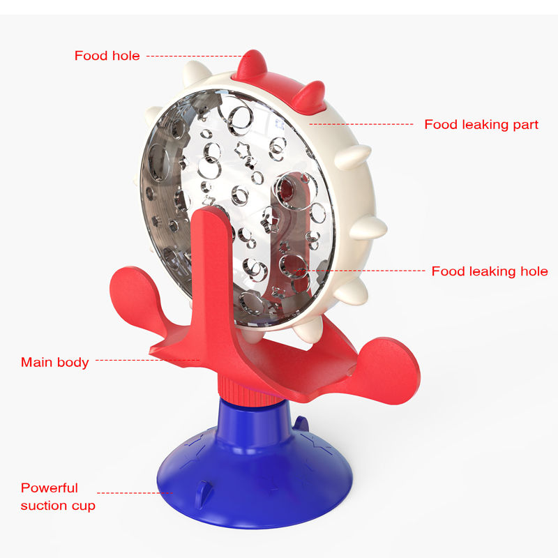 Pet cat self-help relieve boredom toys cross-border suction cup windmill leakage dog toys rotating nibbling slow food circle.