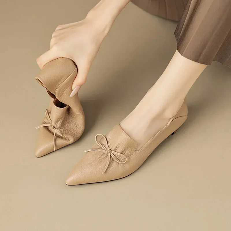 High Quality Office ladies elegant black shoes women Pointed toe boots new leather pump FT3427 T241024