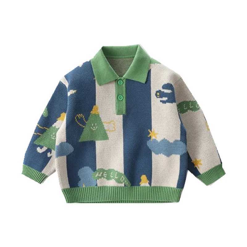 Boys wool sweater crocheted cotton knit 2023 fashionable warm thick winter childrens top childrens clothing W241025