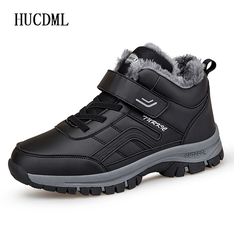 Winter mens shoes 2024 plush leather snow ankle boots outdoor work and leisure shoes anti slip mens shoes platform boots 241024