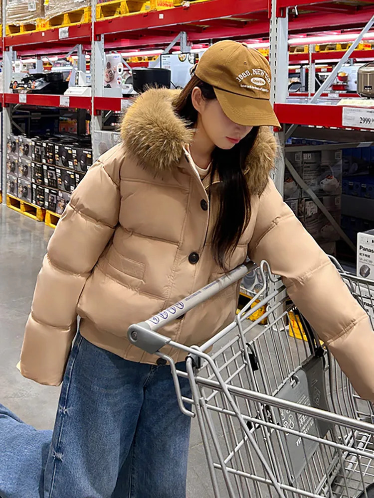 Vielleicht Winter Women Down Jacket Parkas Fashion HighQuality Warm Cotton Padded Coat Ladies Short Fur Hooded Outwear 241021