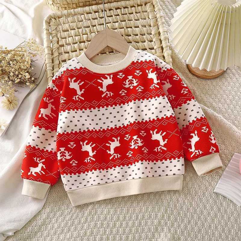 New baby girl boy cartoon knitted sweater for autumn and winter childrens plush thick knitted floral top childrens casual sweater W241025
