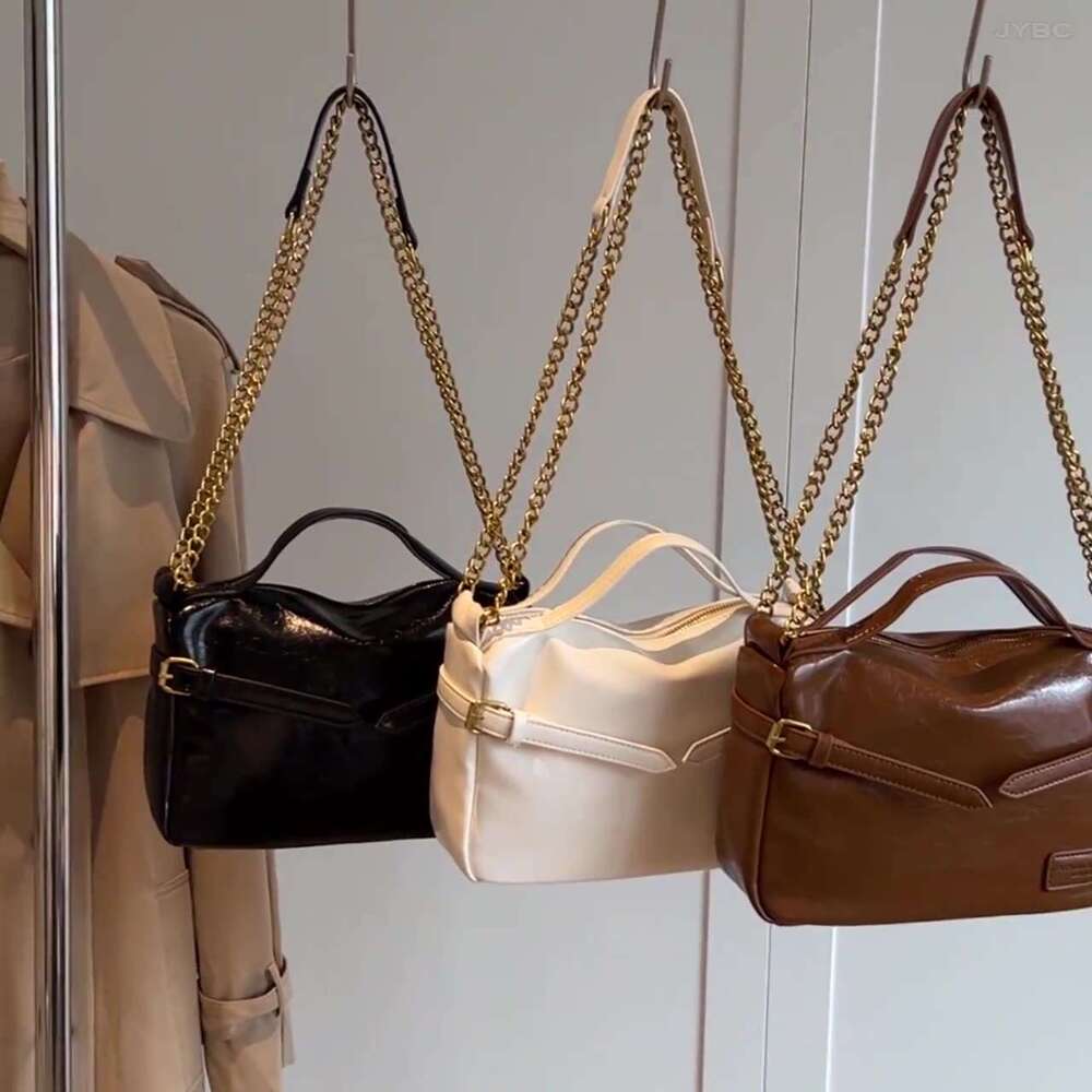 Single Shoulder Bag For Women, Simplified Letter Crossbody Vintage Chain Bag, 2 Straps, New Handbag, Grab Pattern