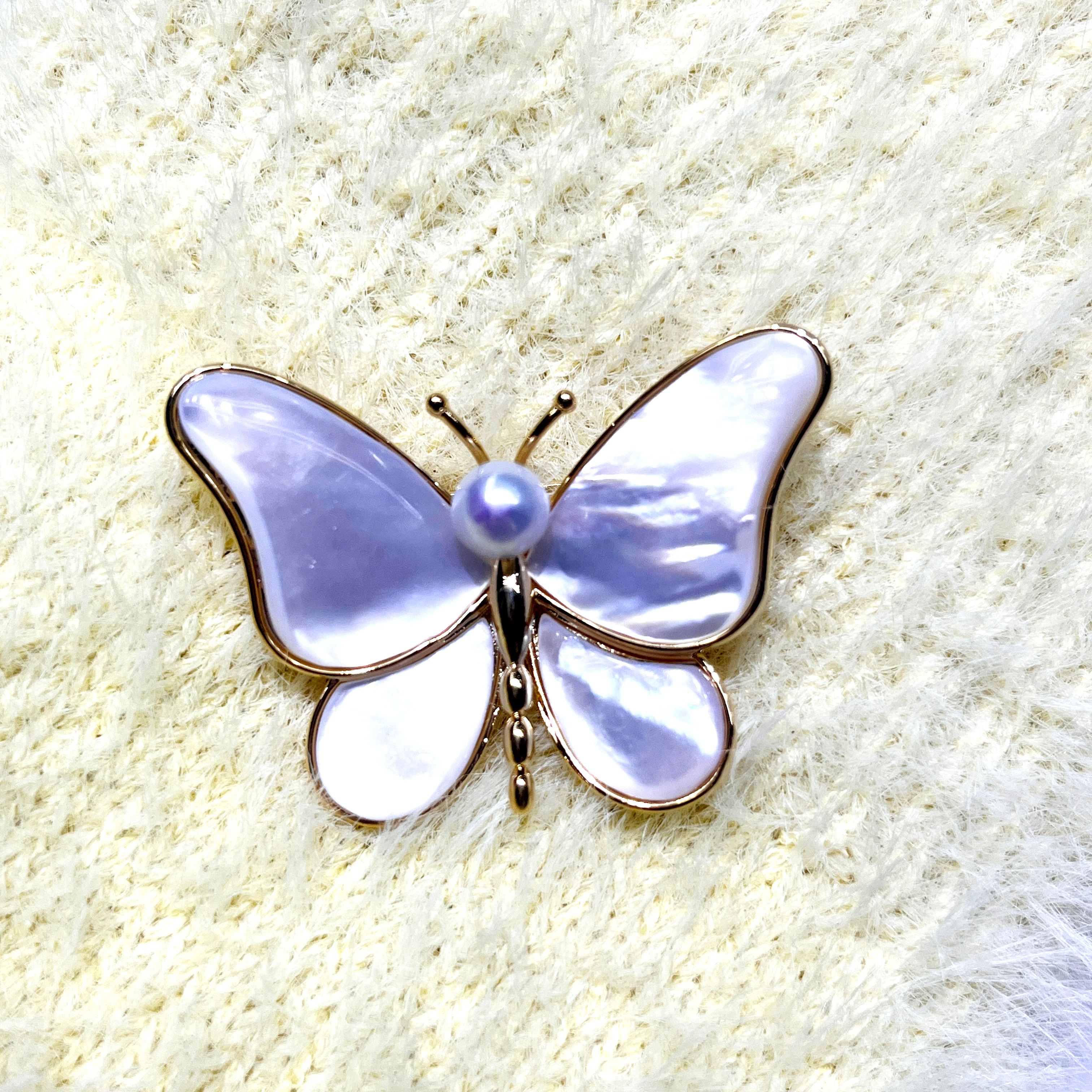 Fashionable And High-End Butterfly Brooch Exquisite Pearl Brooch Pins Women's Minimalist Style Diamond Pin Brooch