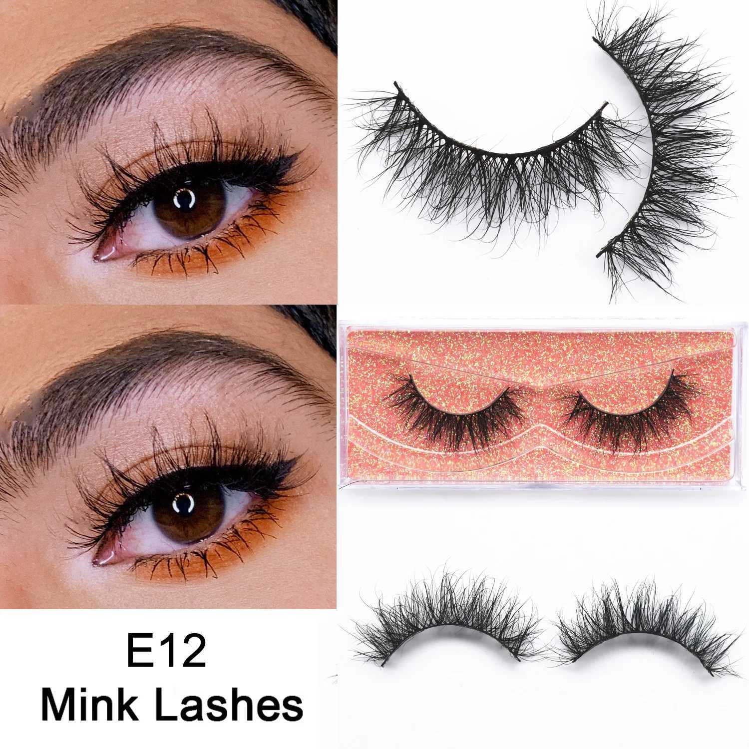 Mink Eyelash 3D Mink Eyelash Wispy Natural Round Eyelash No Mink Cilia Posticos Full Eyelash Makeup EyelashW241024